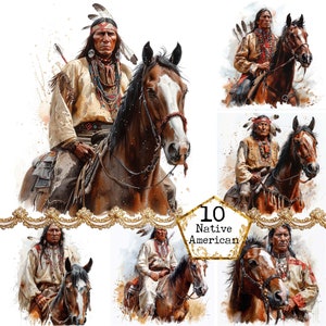 JPEG indio nativo en caballo clipart jinete imprimible acuarela clipart JPEG Descarga instantánea artesanías de papel diario basura Scrapbooking