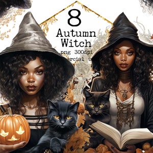 Watercolor Cottage Witch Clipart Bundle Sublimation Design Wicca PNG Magic Clipart Digital Download Commercial Use Scrapbooking Junk Journal