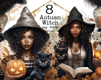 Watercolor Cottage Witch Clipart Bundle Sublimation Design Wicca PNG Magic Clipart Digital Download Commercial Use Scrapbooking Junk Journal