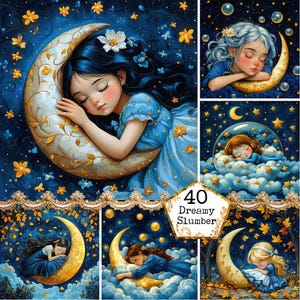 JPEG Watercolor Sweet Sleeping Babies Clipart Bundle Celestial Babies Moon Child Instant Download Paper Crafts Junk Journal Scrapbooking