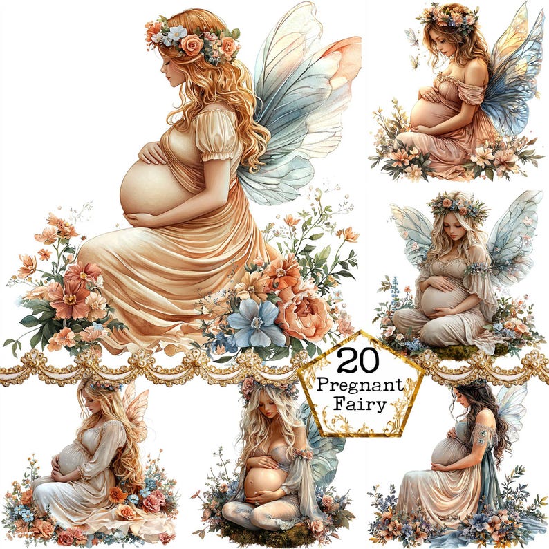 JPEG Pregnant Forest Fairy Clipart Bundle Jpeg Motherhood Clipart ...
