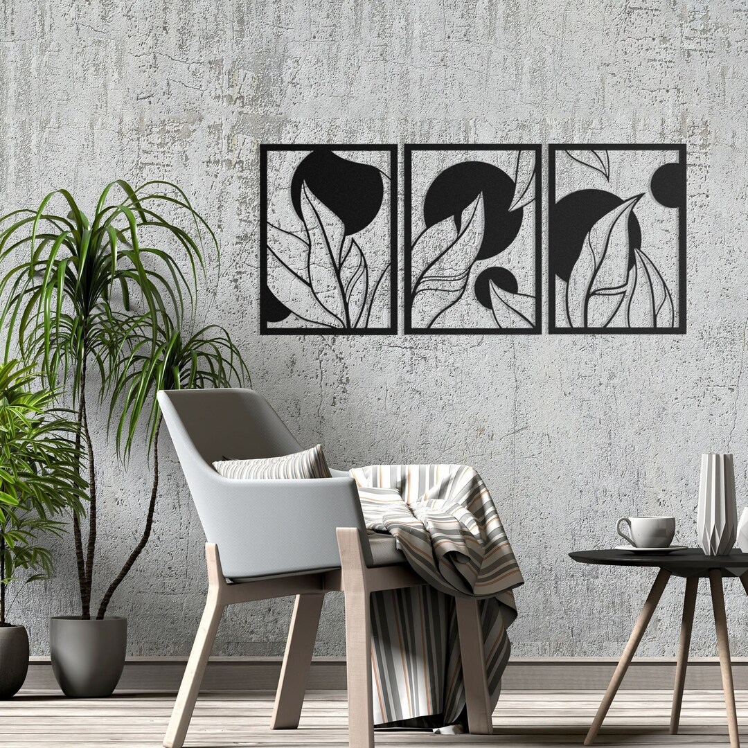 Mid Century Modern Metal Wall Decor Set Unique Wall Art - Etsy