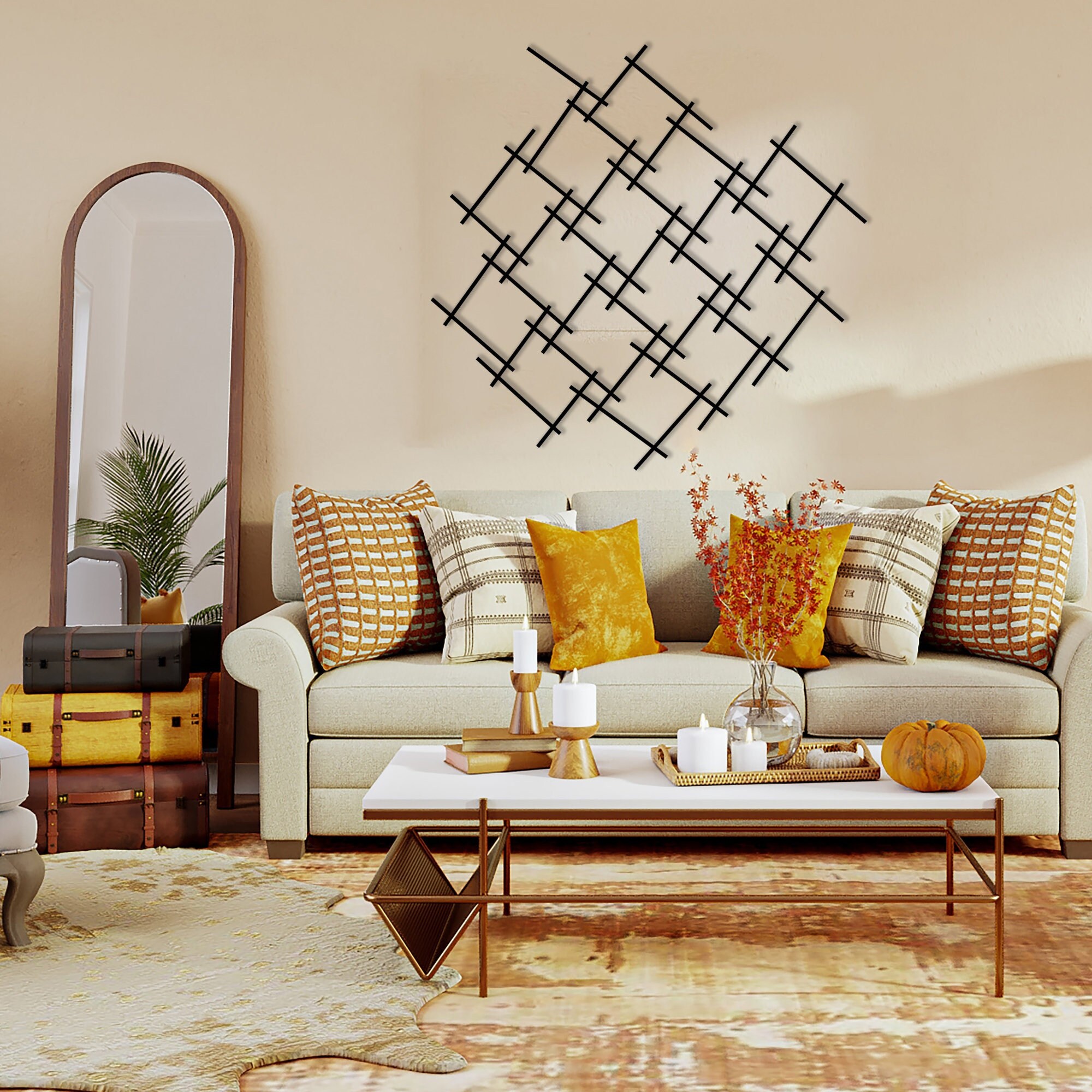 Modern Luxury Style Metal Wall Art, Unique Metal Wall Decor, Above Bed ...