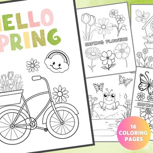 Printable Spring Themed Coloring Pages for kids, Coloring activity for kids, Spring Coloring pages, Digital printable, Spring activity