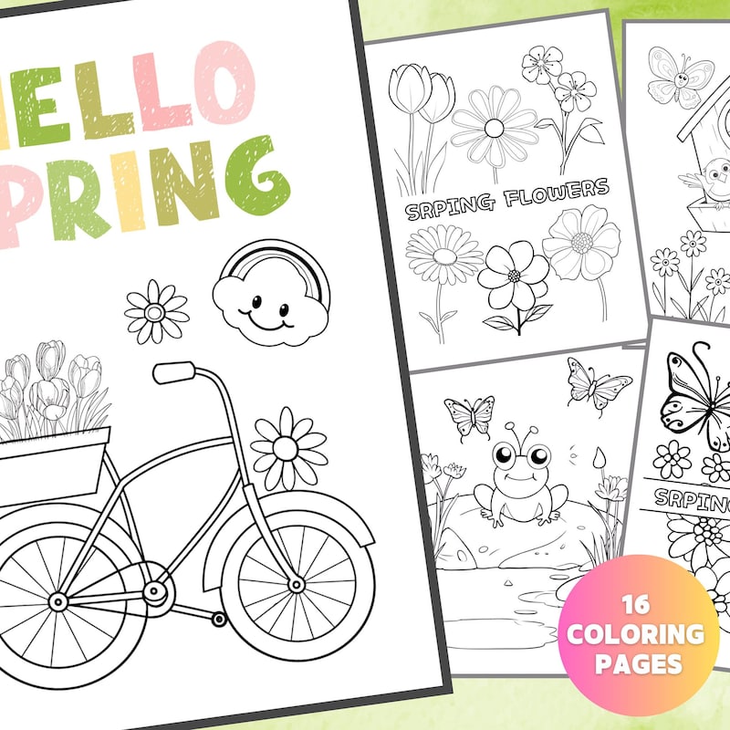 Spring Time Coloring Pages - Etsy