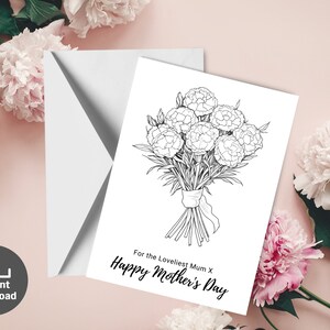 Personalisierte Karte für Mama/ Muttertagsgeschenk/ Blumen Gruß Ausmalkarte/ Ich liebe Mama/ Ausmalkarte/ Sofortiger Download/ Digitale Karte