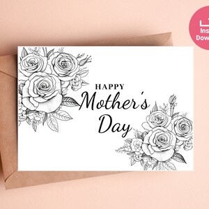 Mutter-Grußkarte mit Blumen-Rosen-Design - Personalisieren Sie Ihre Muttertagsgrüße mit dieser einfach zu druckenden Karte, Digitale Karte