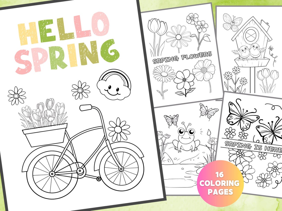 Printable Spring Themed Coloring Pages for Kids, Coloring Activity for ...