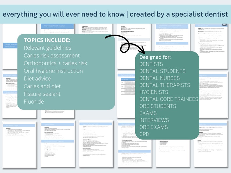 Caries Risk and Prevention Cheat Sheet Dentist Dental Nurse Therapist