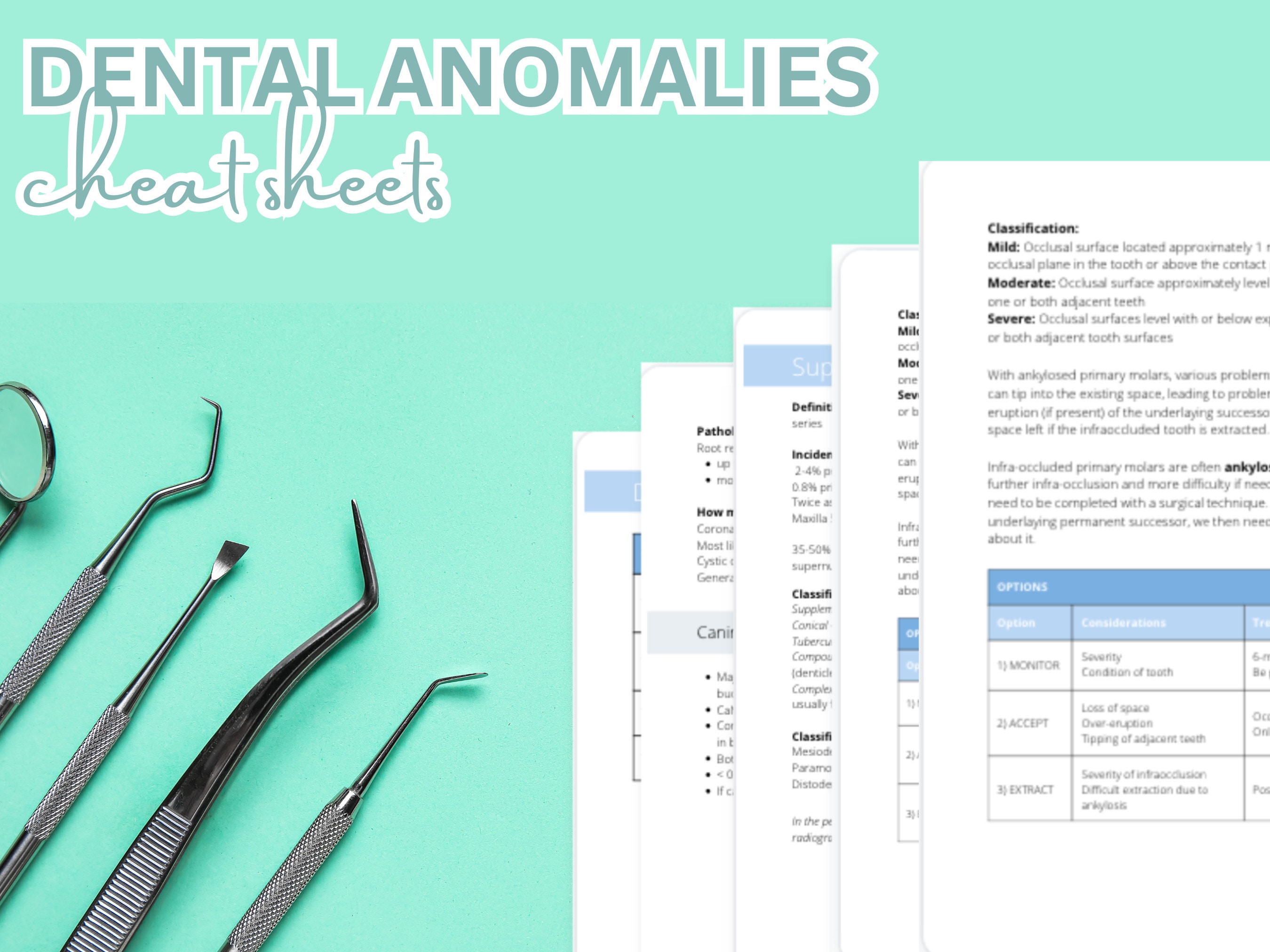 Dental Anomalies Cheat Sheet Revision Study PDF Dentist Dental Nurse