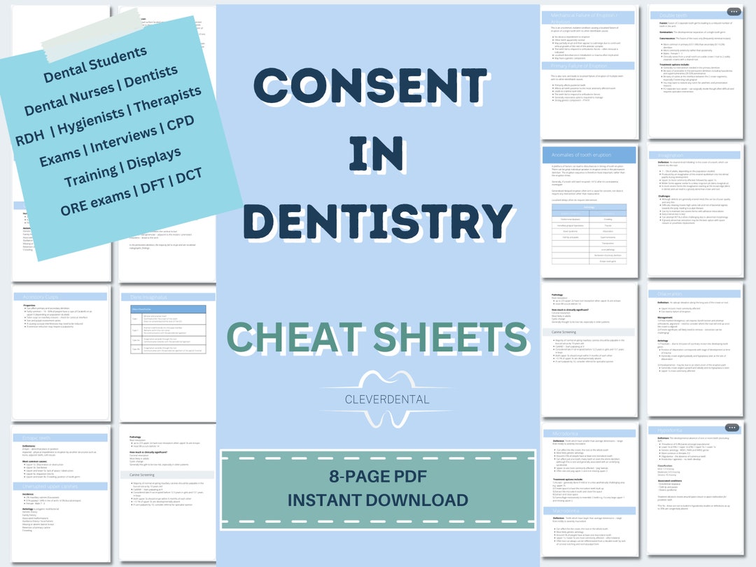 8page Dentistry Consent Cheatsheet PDF Consent in Dentistry Donwload