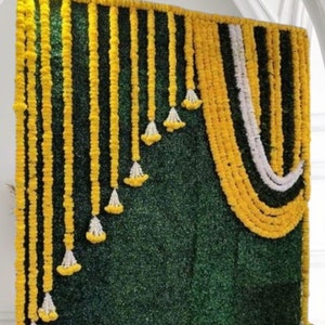 6x7 ft Marigold Backdrop For Haldi Puja decor Mehndi Dercor Stage Decor Backdrop Wedding decoration South Indian Decor