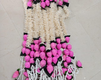 5 ft Jasmine Garland, Wall Decor Hanging, Artificial Flower Decoration, Wedding Decor, Handmade Indian Handicrafts Decorative garlands
