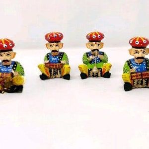 Handmade Wooden Bawla Set – Kondapalli Musicians Figurines, Rajasthani Decorative Craft