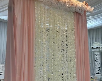 Nikah Decor  SET Partition With Flower Garlands Top Flower Runner and Side Curtain for islamic wedding stage decor Pardah For Wedding