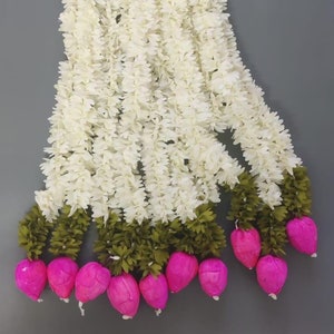 Artificial Garlands of fabric  With Solawood Lotus Buds for  indian Decoration Puja Decoration Indian Festival Decor Mandap Decor Stage