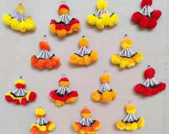Nappe di calendula artificiale all&#39;ingrosso / Decorazioni da parete / Decorazioni floreali Haldi Latkan / Nappe / Decorazioni Bollywood / Palcoscenico Latkans
