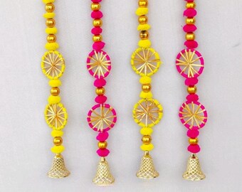Bollywood Decor, Wedding Decoration Trending Backdrop Garlands With Bells Home Office, Party and Door Window Décor, Door Bell Garland Decor
