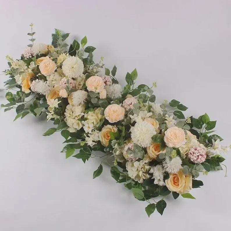 3ft Luxury White Rose Flower Row – Artificial Wedding Centerpiece ...