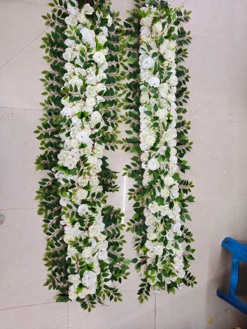 Nikah Partition Decor Set – Flower Garlands, Top Runner & Side Curtains ...
