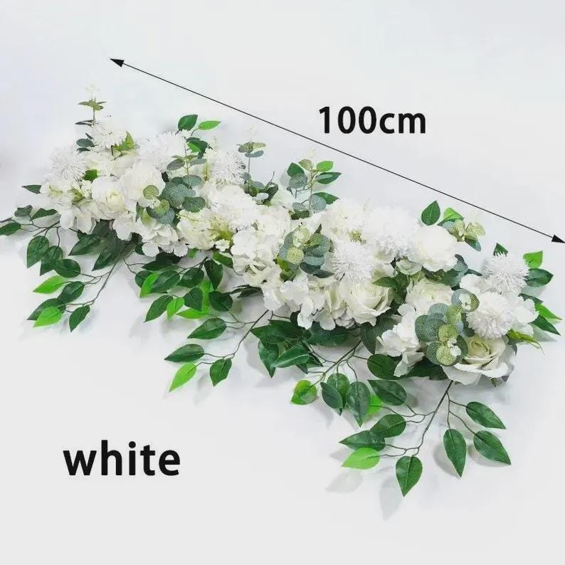 3ft Luxury White Rose Flower Row – Artificial Wedding Centerpiece ...