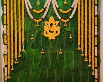 Marigold Flower Toran Backdrop – Handmade Garlands for Puja, Indian Wedding, Door & Stage Decor