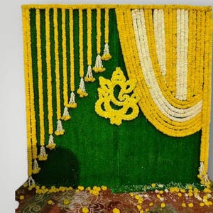 6x7 ft Marigold Backdrop For Haldi Puja decor Mehndi Dercor Stage Decor Backdrop Wedding decoration South Indian Decor