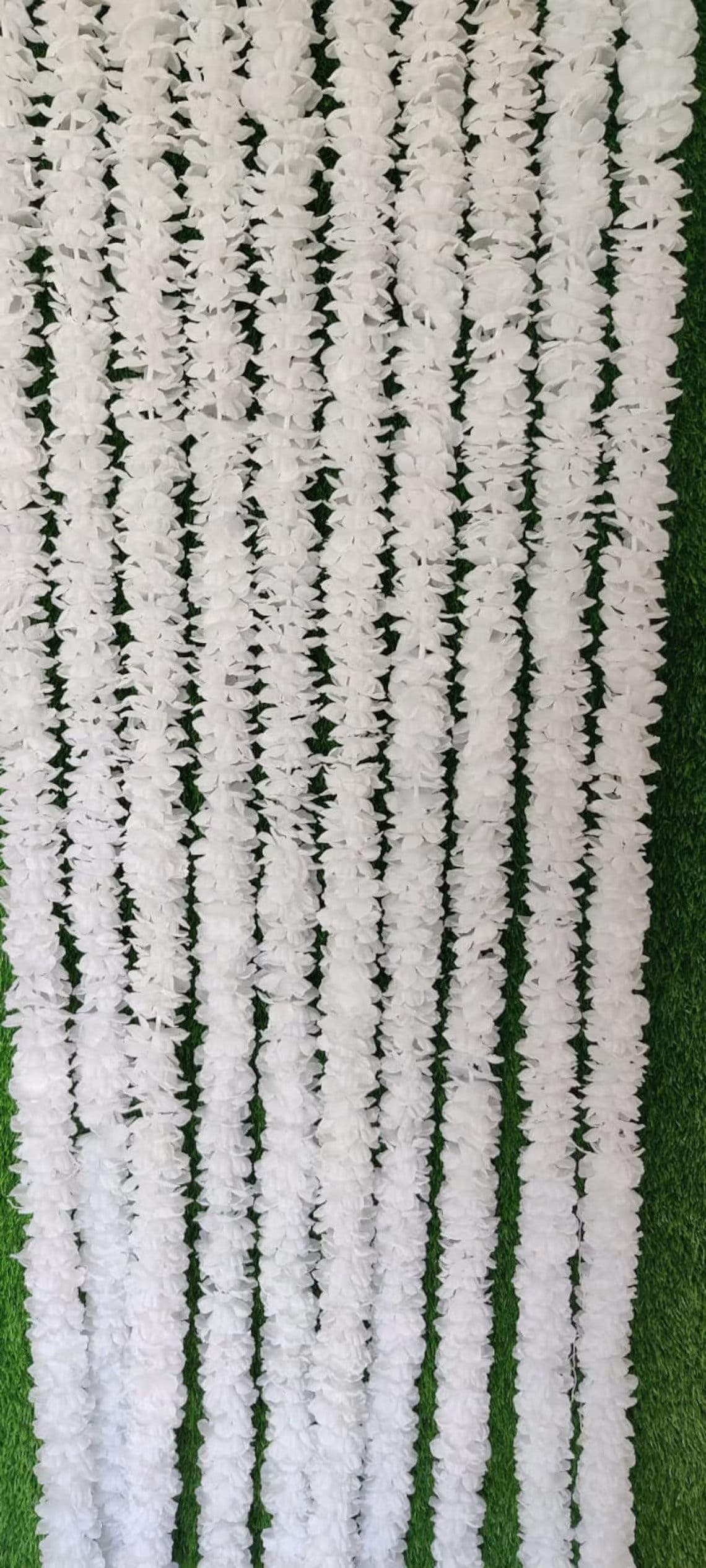 8ft White Floral Hanging Wedding Decor, Stage Backdrop, White Flower Curtain, Party Prop Blossom Flowers, Bollywood Decor, Temple Decor
