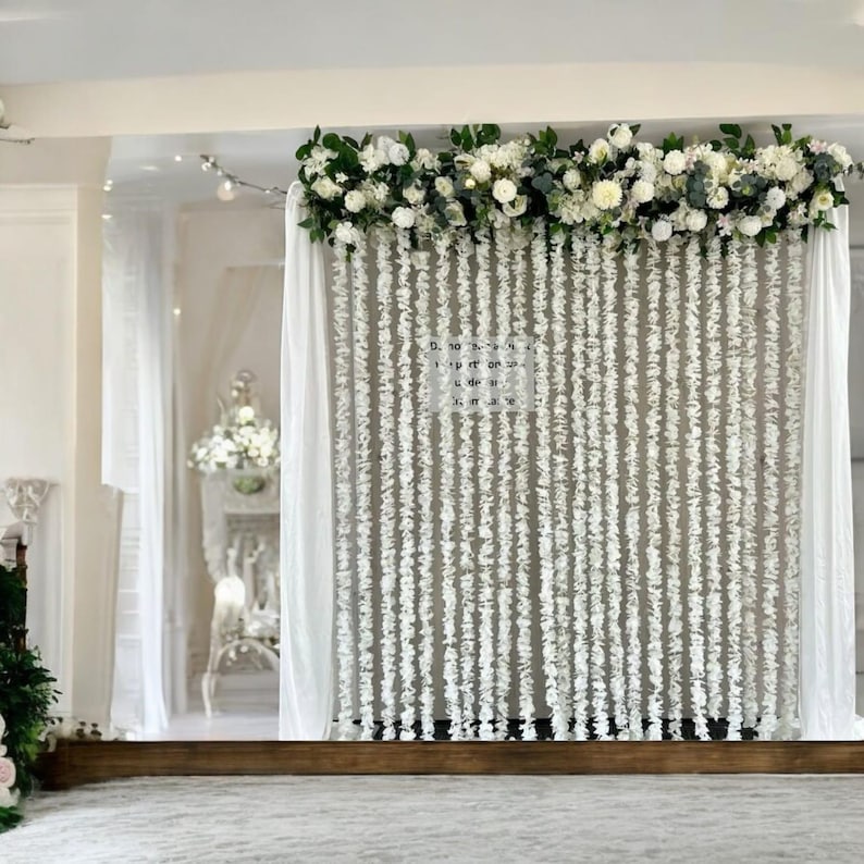 Nikah Partition Decor Set – Flower Garlands, Top Runner & Side Curtains ...