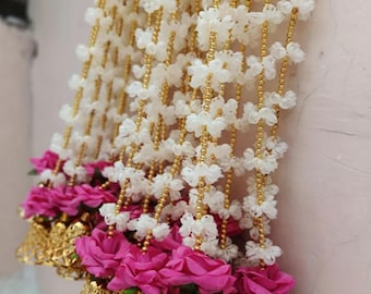 Jasmine (Mogra) & Bell Rose Flower Garland – South Indian Wedding and Event Decor, Customizable Lengths