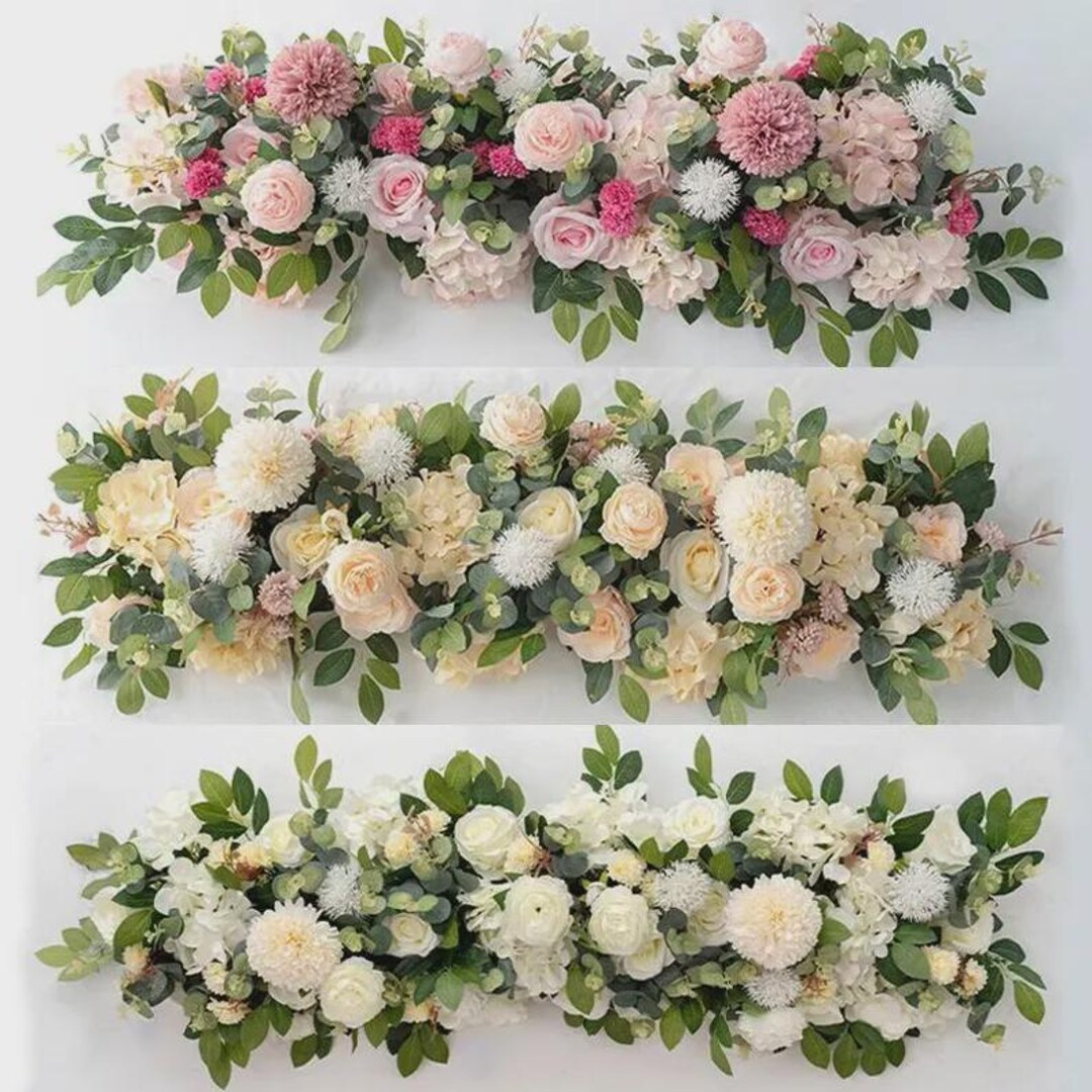 3ft Luxury White Rose Flower Row – Artificial Wedding Centerpiece ...