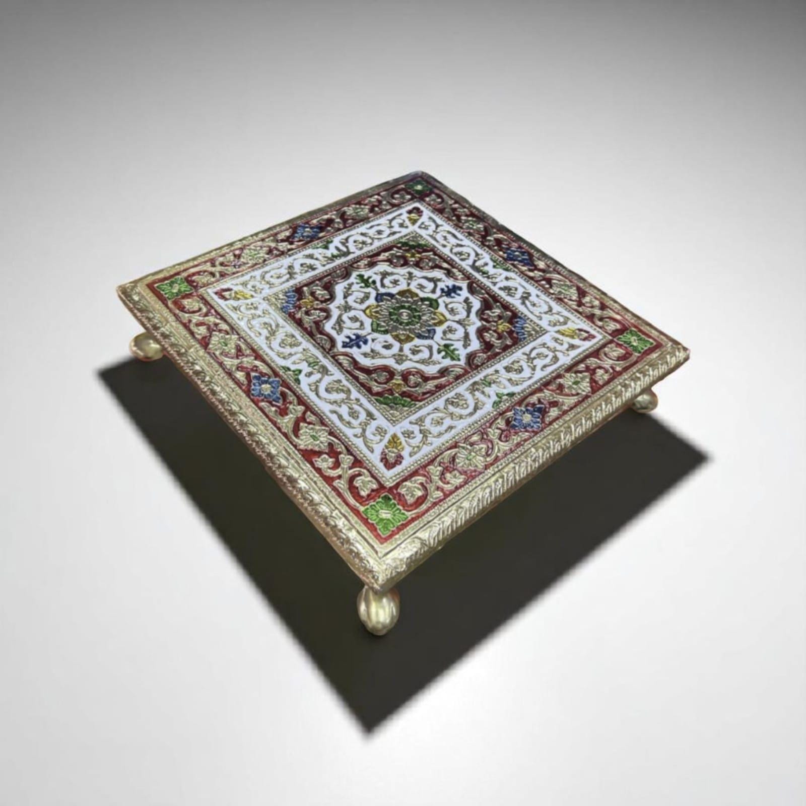 Meenakari Pooja chowki bajot for pooja ceremony | Handmade chowki for festival bhaat & wedding return gifts