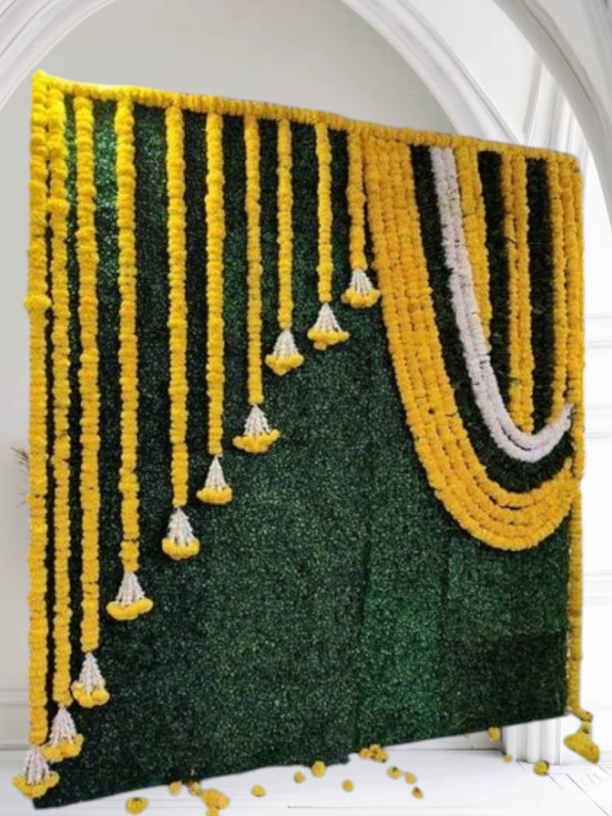 6x7 ft Marigold Backdrop For Haldi Puja decor Mehndi Dercor Stage Decor Backdrop Wedding decoration South Indian Decor