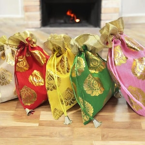 Bruiloft tas touw handvat functionele bloem, potali jut blad bloem potli tassen perfecte bruiloft retourbedankjes bruids douche cadeauzakjes