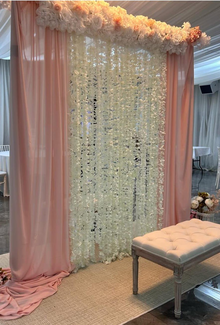 Nikah Stage Partition Decor Set – Floral Garland Top Runner With Side ...