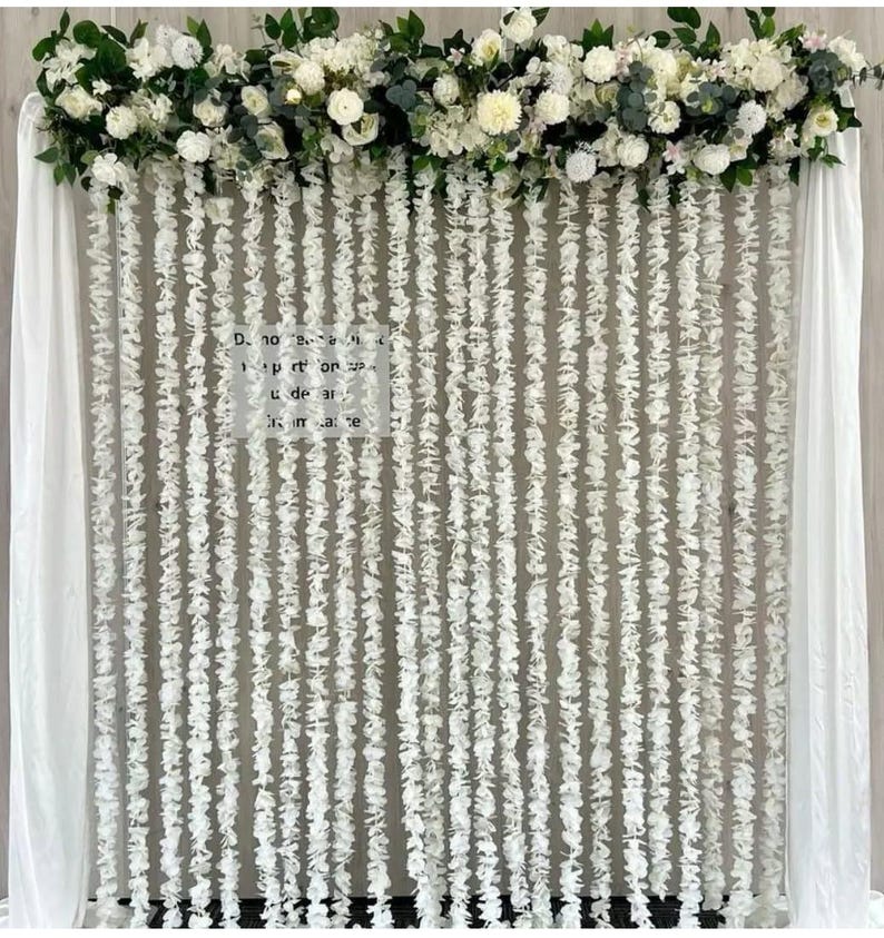 Nikah Partition Decor Set – Flower Garlands, Top Runner & Side Curtains ...