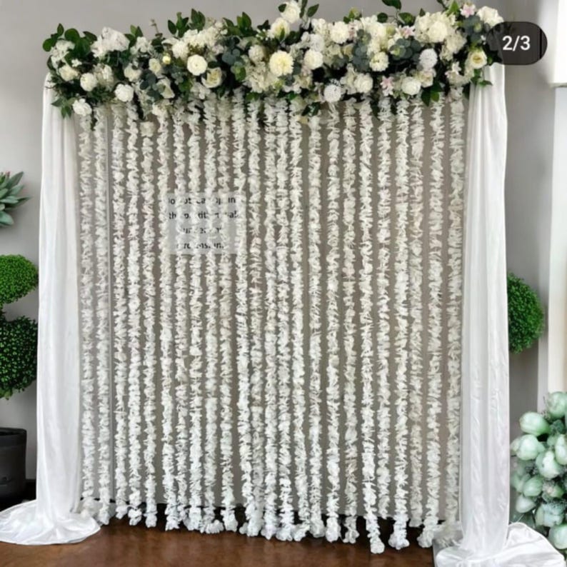 Nikah Partition Nikah Partition Decor Set – Flower Garlands, Top Runner & Side Curtains ...