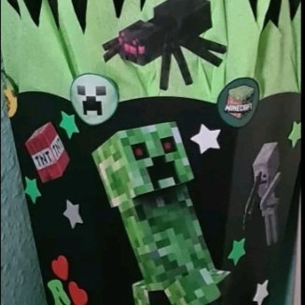 Schultüte Zuckertüte Minecraft Wunschnamen Schulanfang Einschulung Jungen Creeper