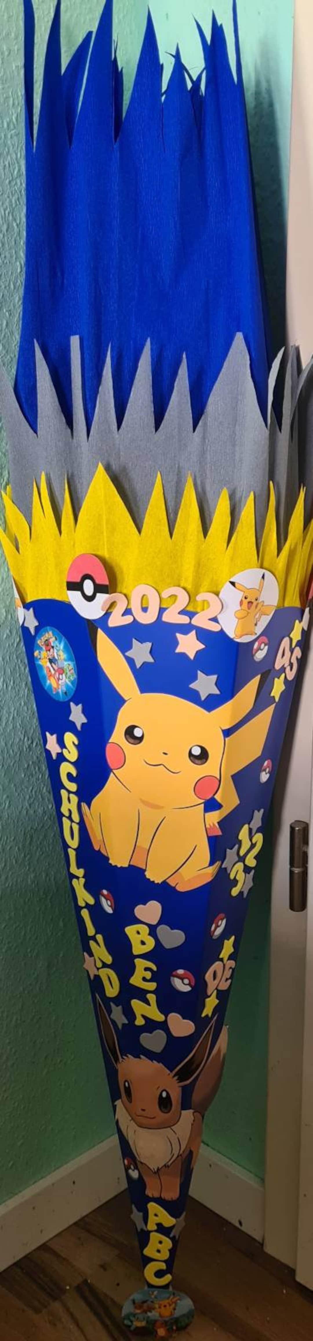 Schultüte Zuckertüte Pokemon Pikachu Evoli Wunschnamen Schulanfang ...