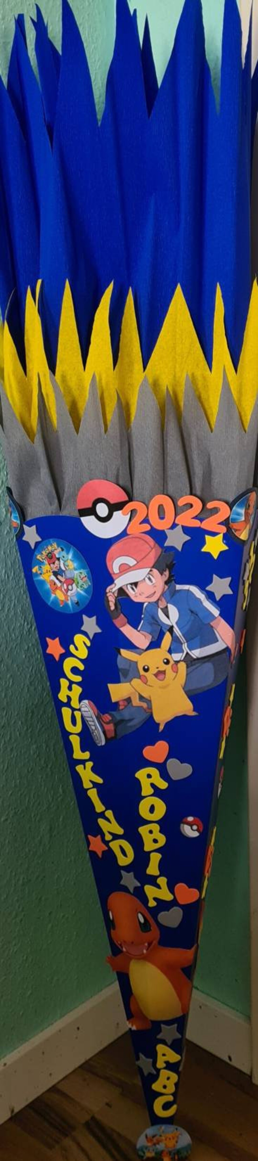 Schultüte Zuckertüte Pokemon Ash Pikachu Glumanda Wunschnamen - Etsy