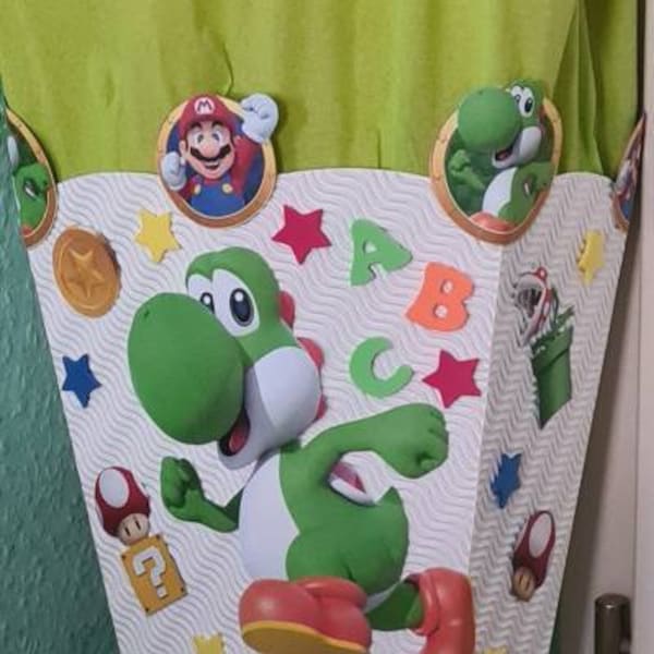Schultüte Zuckertüte Yoshi Super Mario Wunschnamen Schulanfang Einschulung Jungen weiß