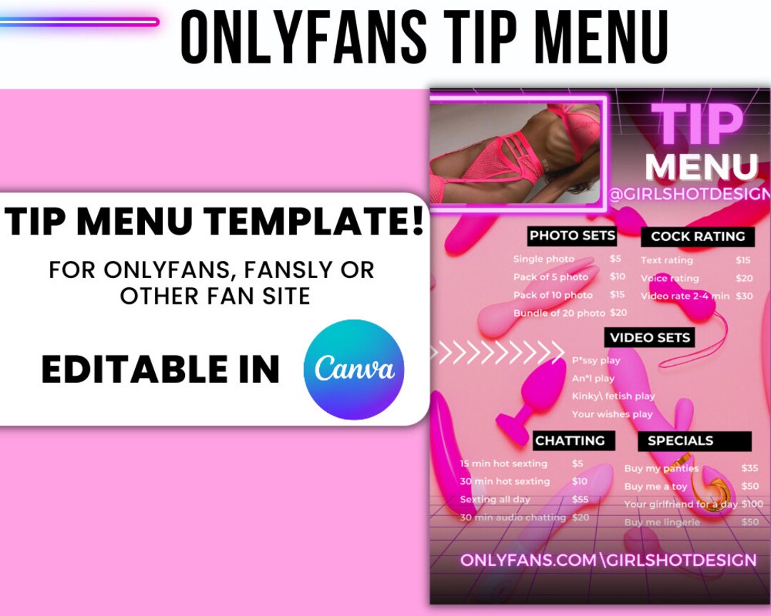 Onlyfans Tip Menu Editable Template Canva Only Fans Tip Menu Etsy Canada