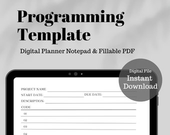 Coding/programming Template Digital Notebook, for Computer Science ...