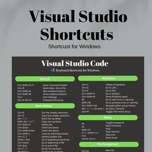Visual Studio Code Shortcuts for Beginner & Experienced Coders Digital ...