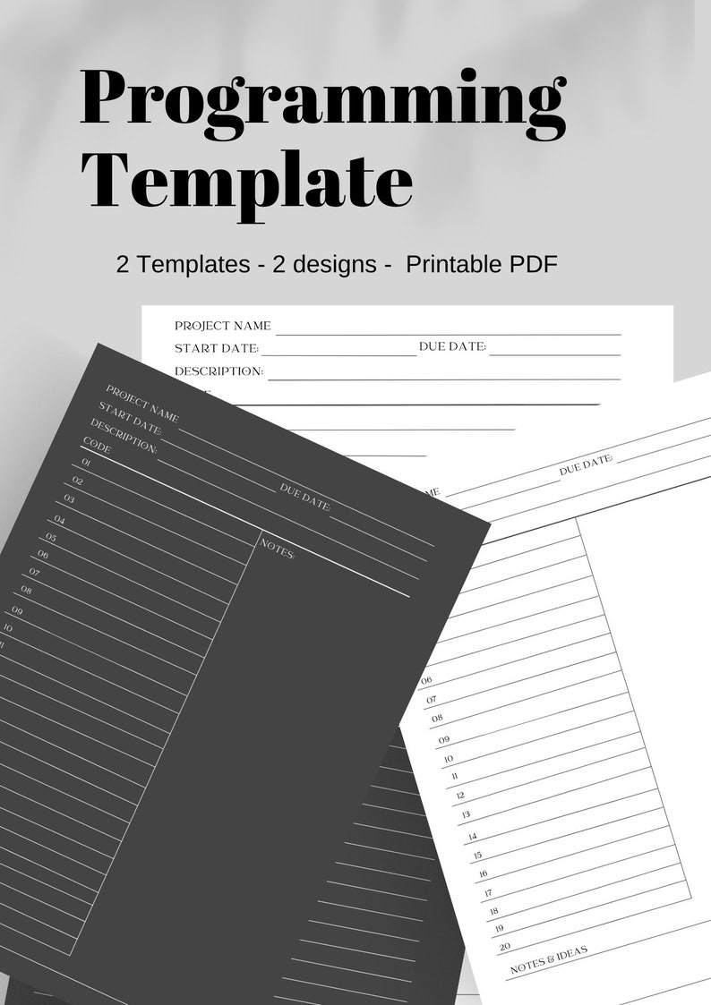 Programming Coding Template Programming Template Instant - Etsy