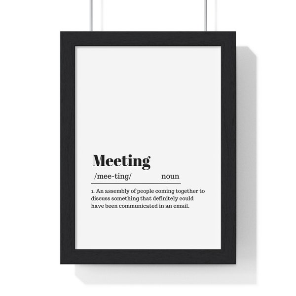 Meeting Definition Wall Print, Office Wall Art, Developer Prints Office Decor, Office Wall Art Gift For Developers