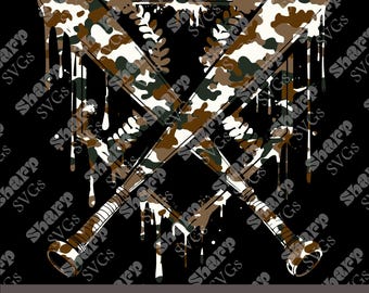 Camo Dripping Baseball SVG, PNG, Military Sports Clipart (Digital Download)