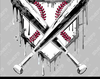 Baseball Home Plate Ice Cream Drip Design (Digital Files)