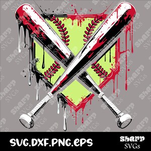 Softball Home Plate Ice Cream Drip Design (Digital Files)