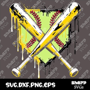 softball Home plate Ice Cream Drip PNG, svg, eps Digital Files. Ideal for T-Shirts and more. Instant Download, Ready to Print!